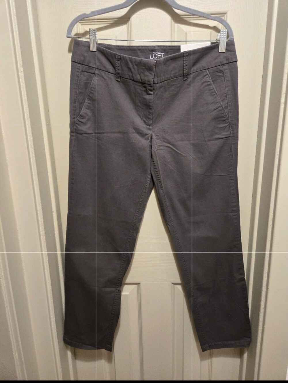 LOFT Gray Skinny Cropped Straight-Leg Chinos Sz 6